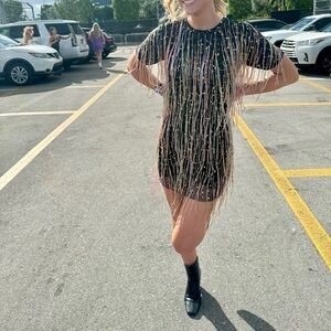 NastyGal Multicolor Fringe Dress